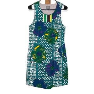 Vanessa Virginia Anthropologie Hibiscus Shift Dress Green Floral Size 2 Chic